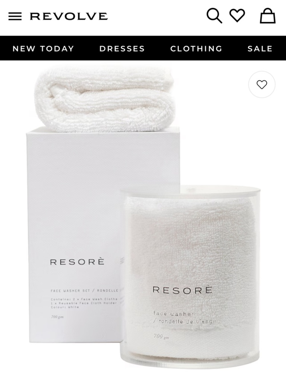 RESORE Set of 2 Wash Cloths With Wash Cloth Holder in White REVOLVE